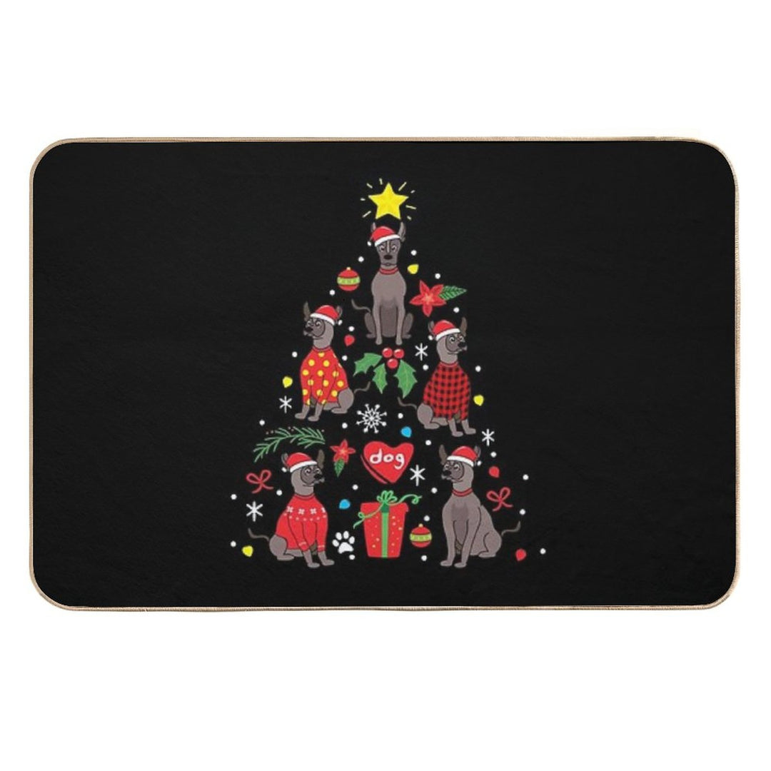 Xolo Dog Christmas Ornament Tree  Rapid-Drying Bath Mat