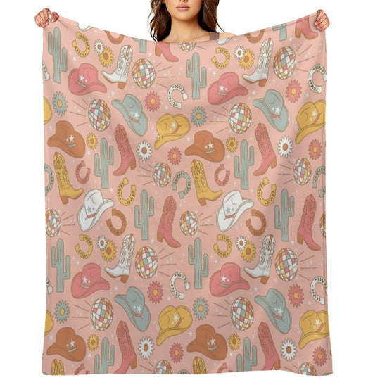 Disco Cowgirl Easy Care Throw Blanket