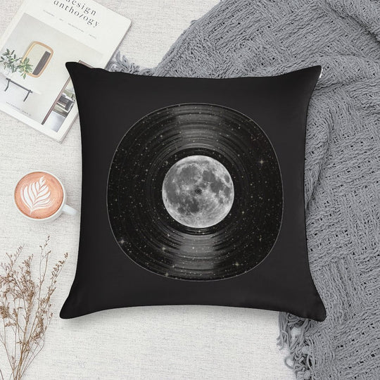 Moon In Space Vinyl LP Record Soft Decorative Cover Throw Pillow