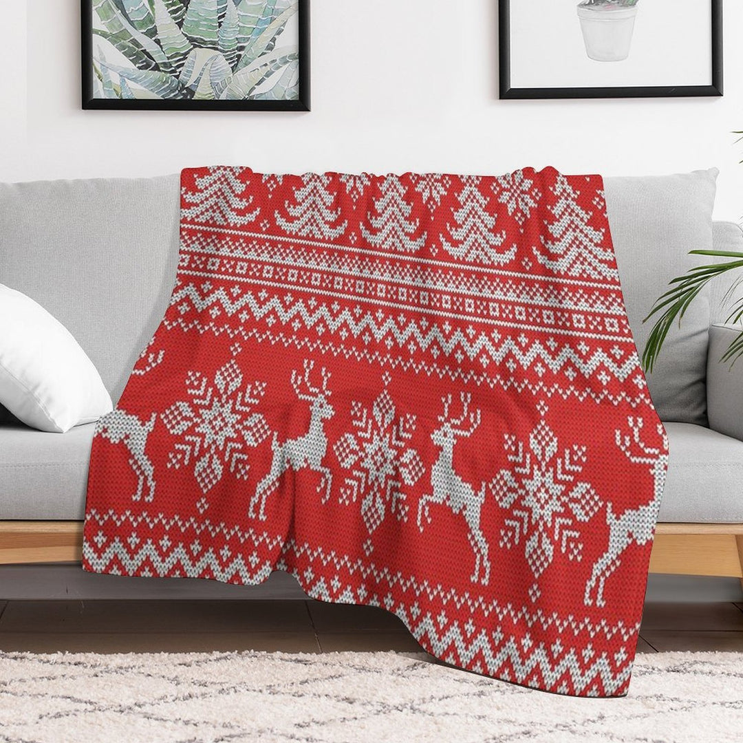 Red Christmas Knit Versatility Throw Blanket