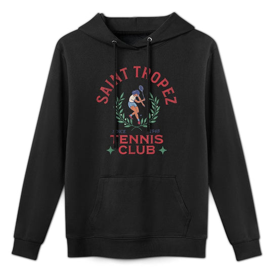 Saint-Tropez France Retro Vintage Tennis Club Shrink-Resistant Hoodie