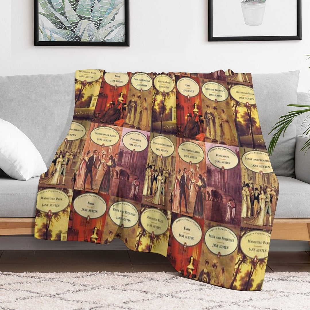 Jane Austen Vintage Books Plush Throw Blanket