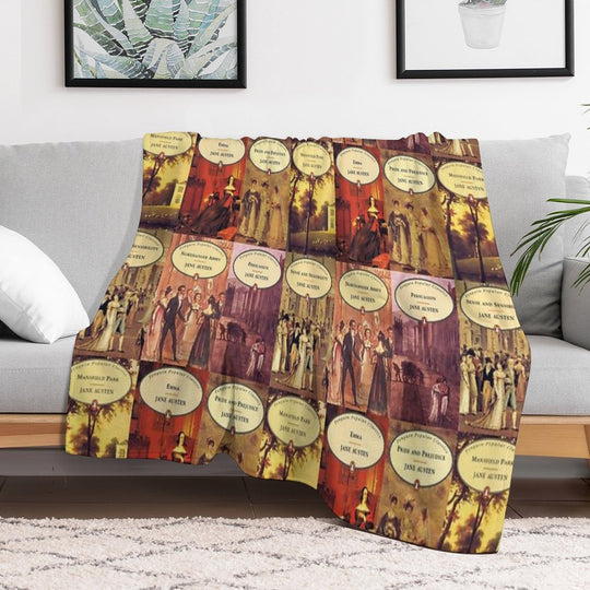 Jane Austen Vintage Books Plush Throw Blanket