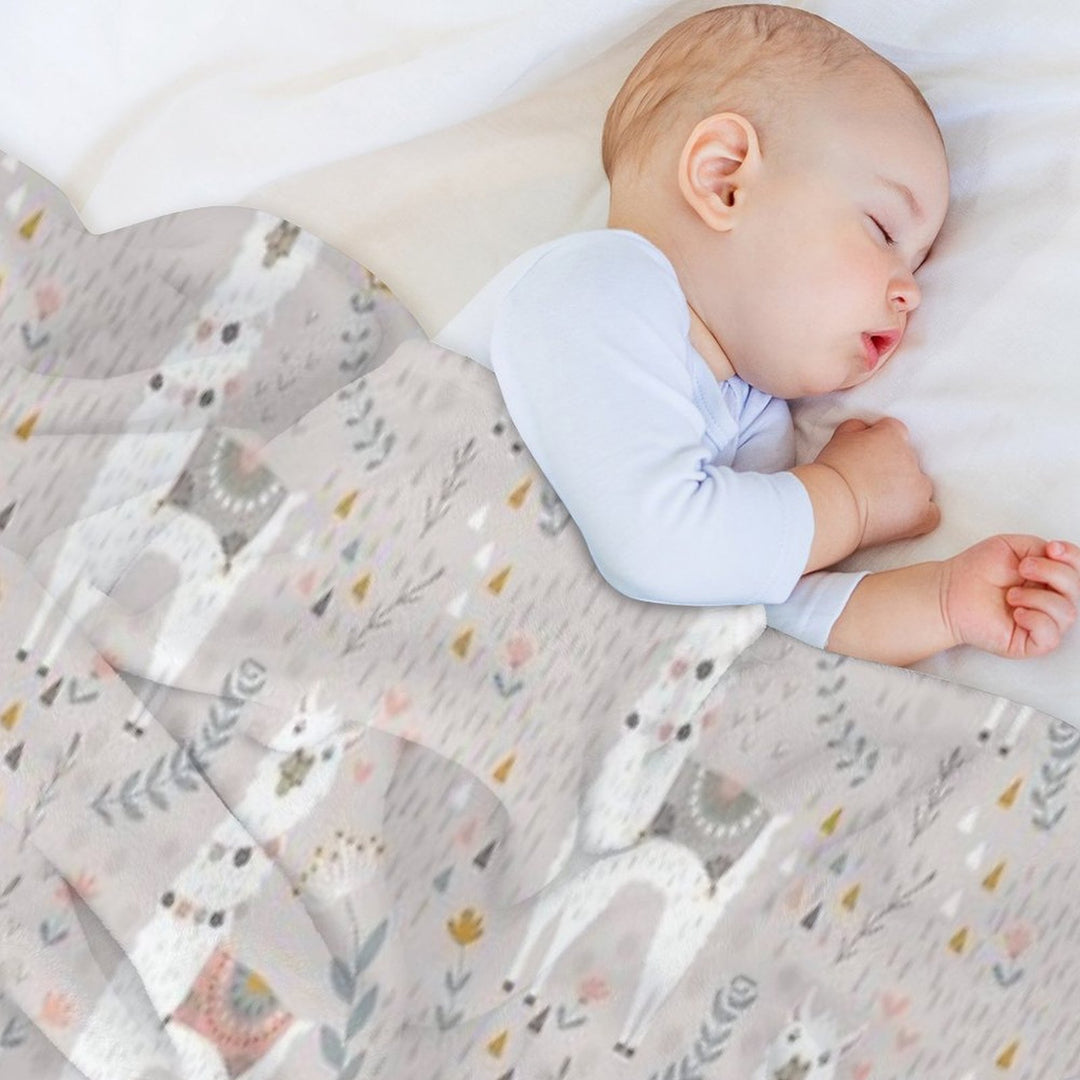 Llama on Warm Gray Sustainable Throw Blanket