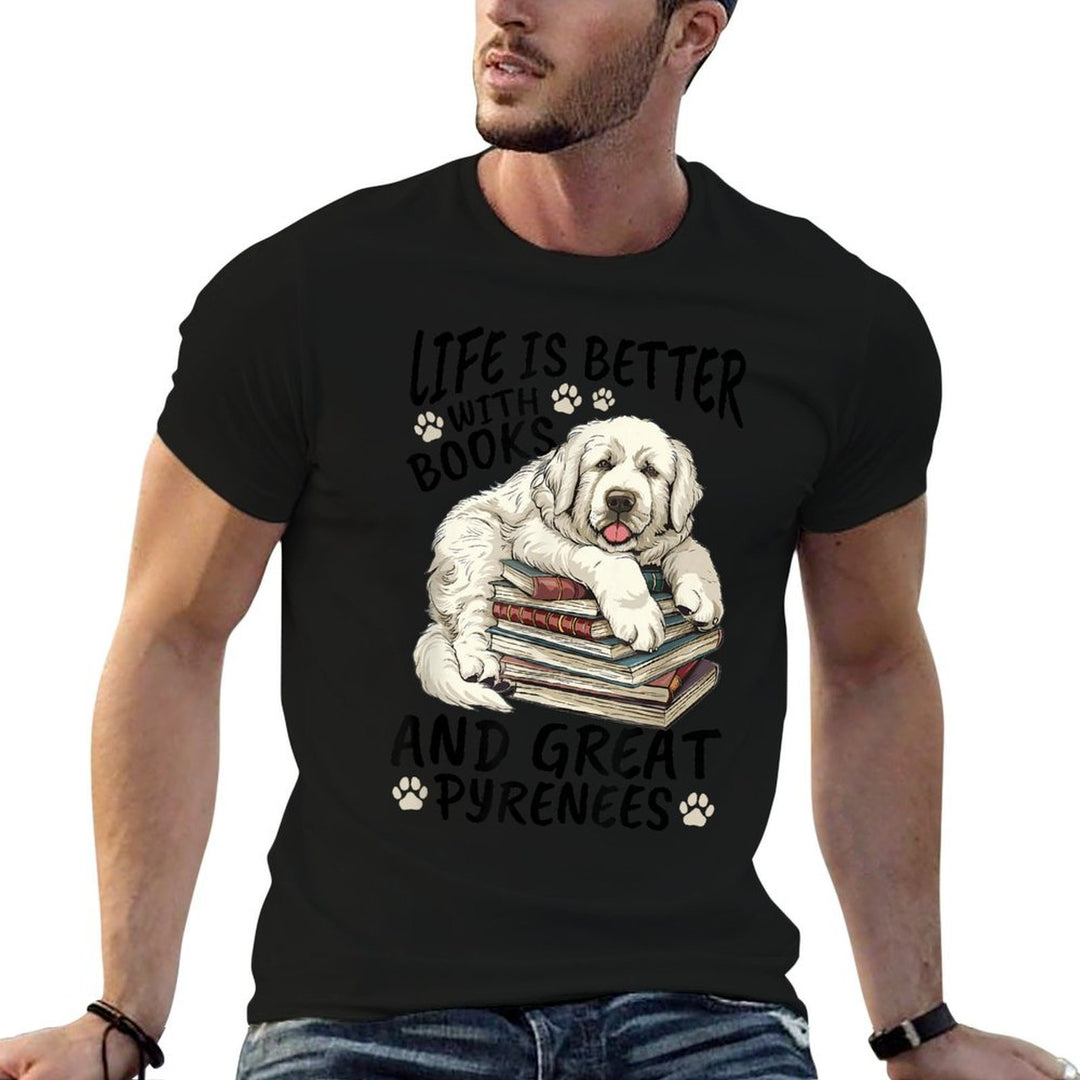 Great Pyrenees Dog Breed Life Is Better with Books And Great  Oversized Silhouette T-Shirt