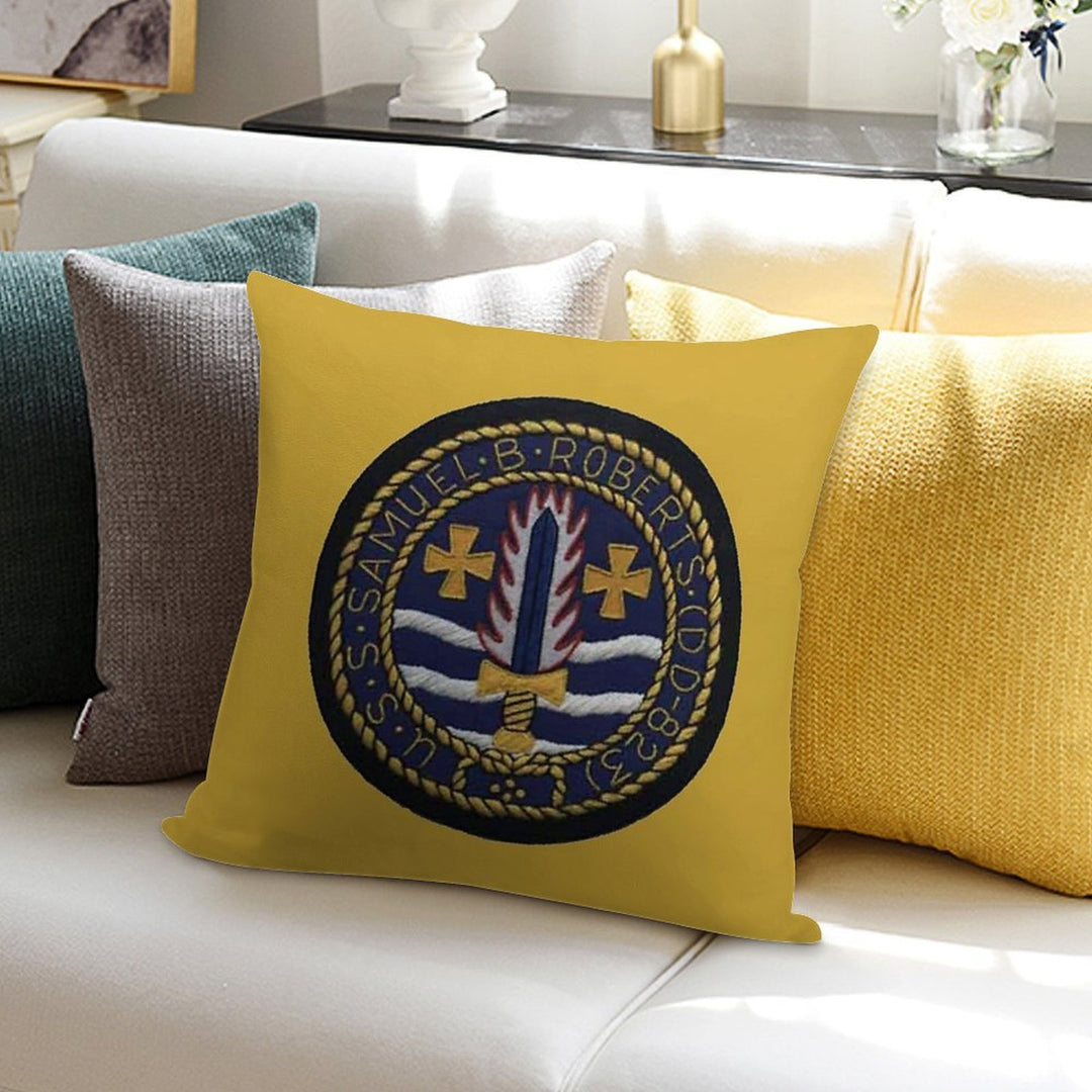 USS SAMUEL B. ROBERTS (DD-823) SHIP'S STORE Soft Short Plush Fabric Throw Pillow