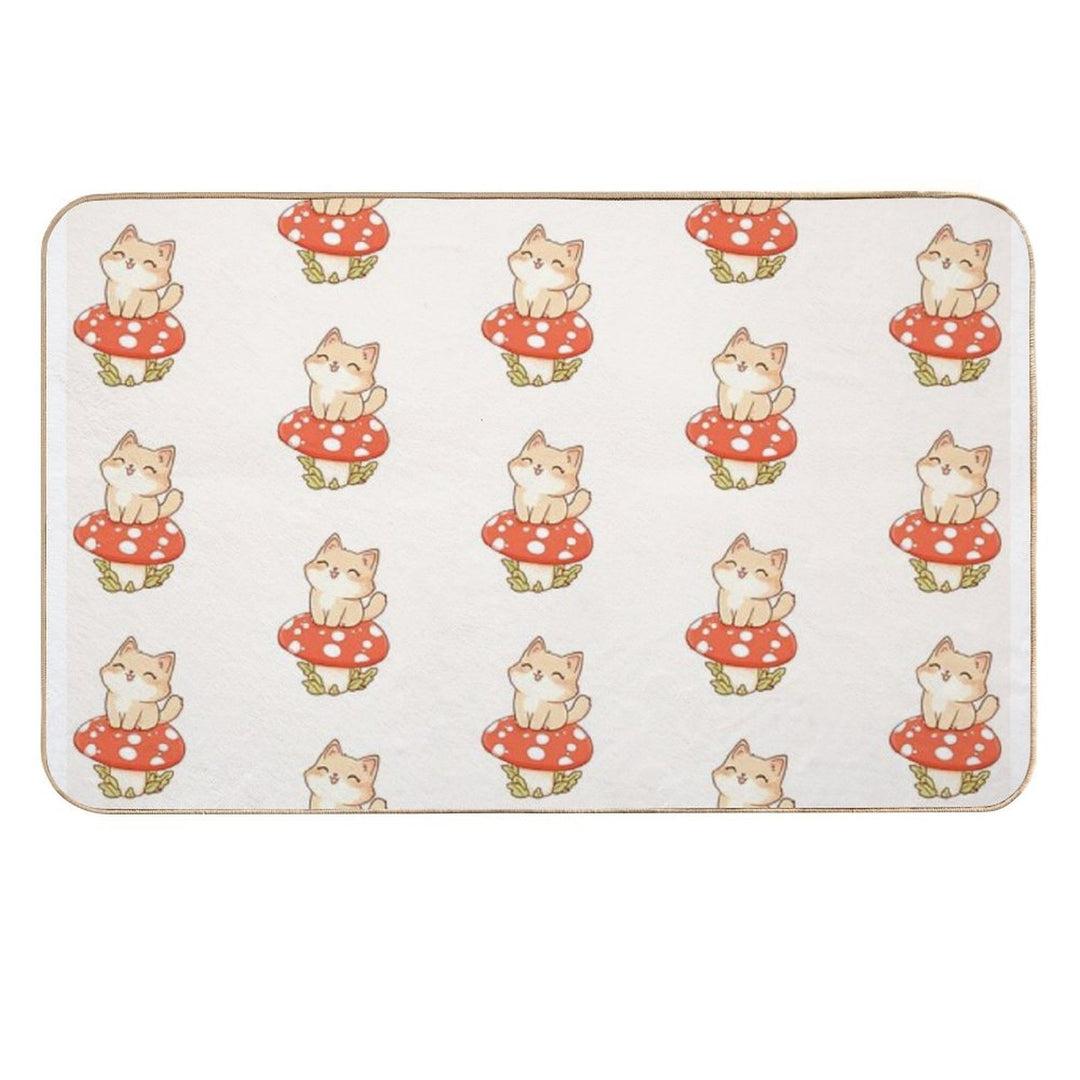 Kawaii Cat on A Mushroom  Multi-Purpose Bath Mat