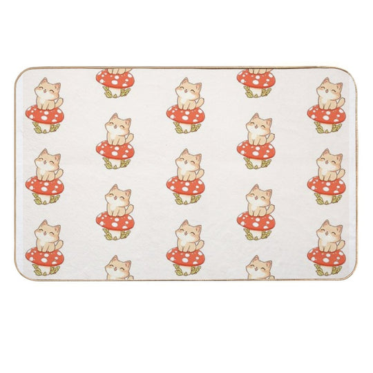 Kawaii Cat on A Mushroom  Multi-Purpose Bath Mat