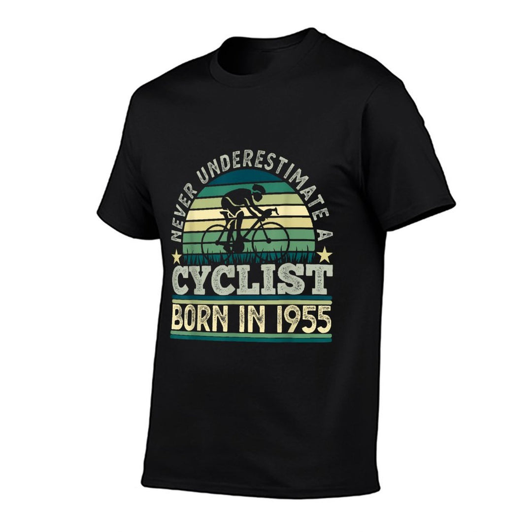 Cyclist Born in 1955 70th Birthday Cycling Bicycle  High-quality Stitching T-Shirt