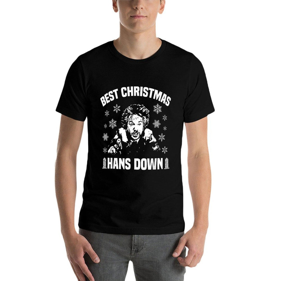 Best Christmas Hans Down Funny Mens Dad Joke Christmas  Oversized Silhouette T-Shirt