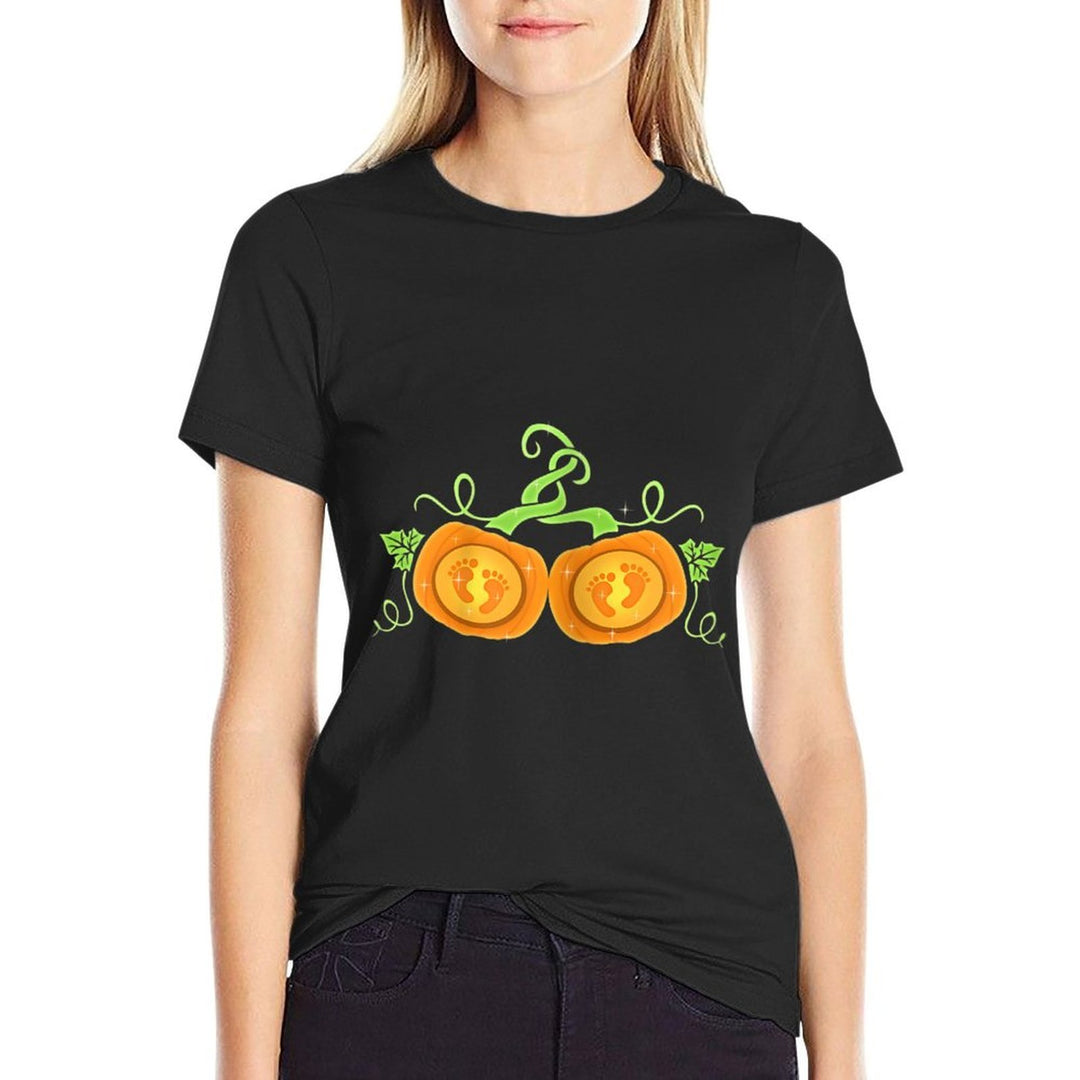 Womens Dont Eat Pumpkin Seeds Pregnancy Twins Halloween  Soft T-Shirt