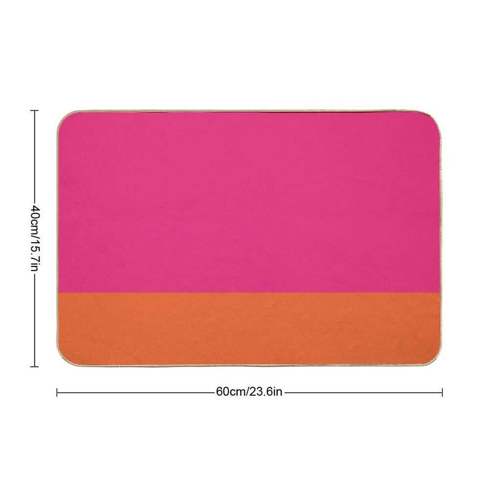 Hot Neon Pink And Orange Pop Minimalist Solid Color Block  Multi-Purpose Bath Mat