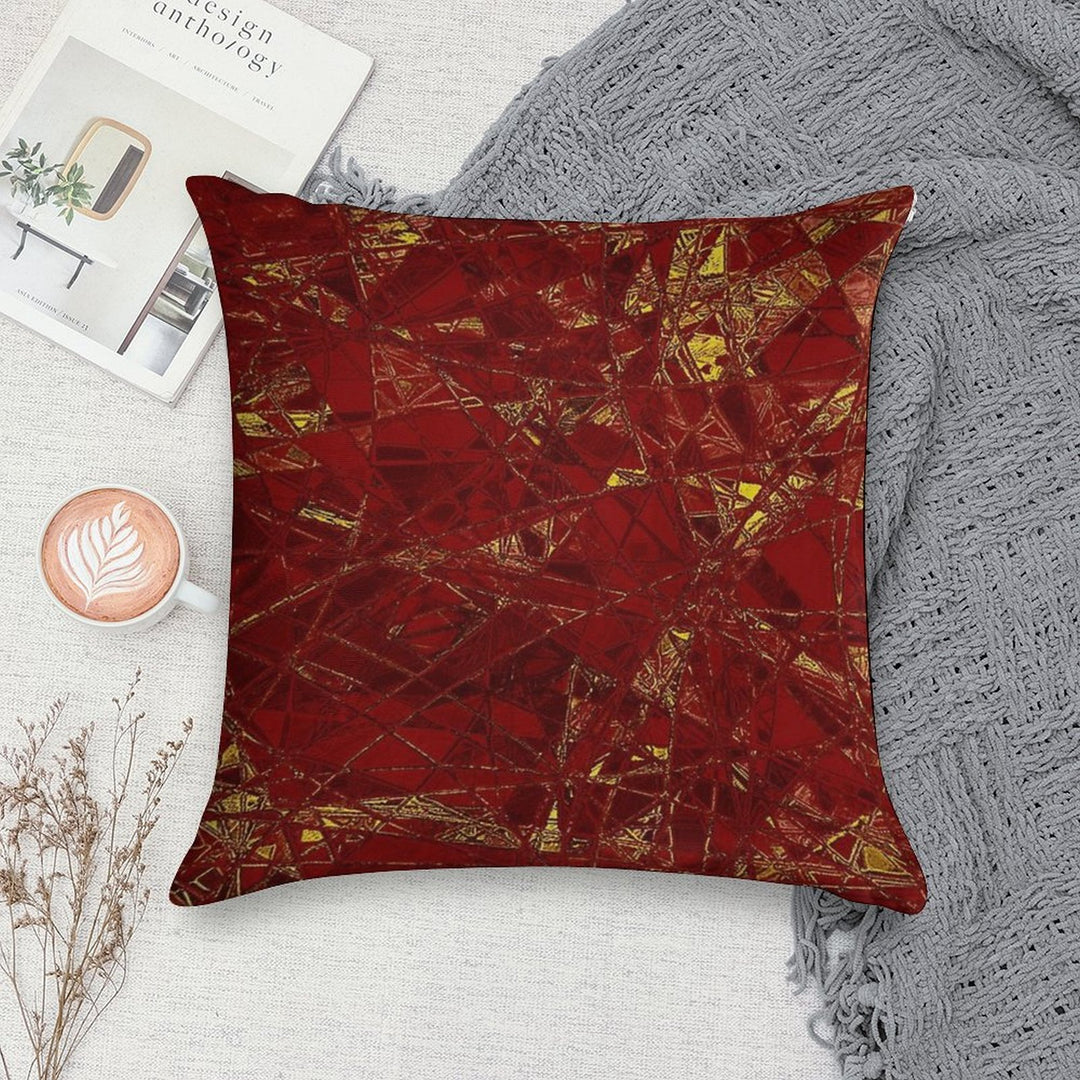 Aurelia- Red And Gold Metallic Soft Washable Throw Pillow