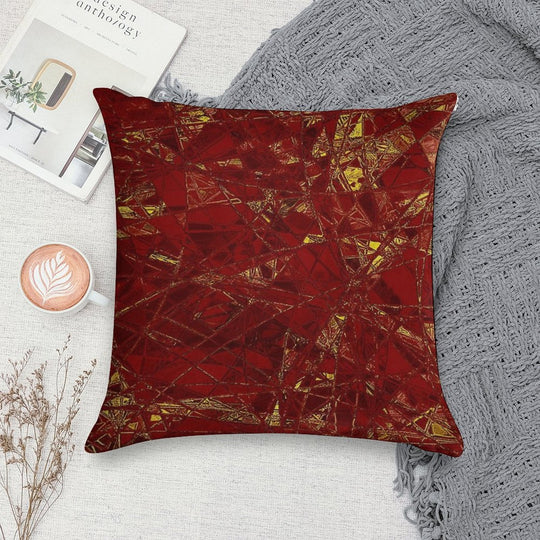 Aurelia- Red And Gold Metallic Soft Washable Throw Pillow