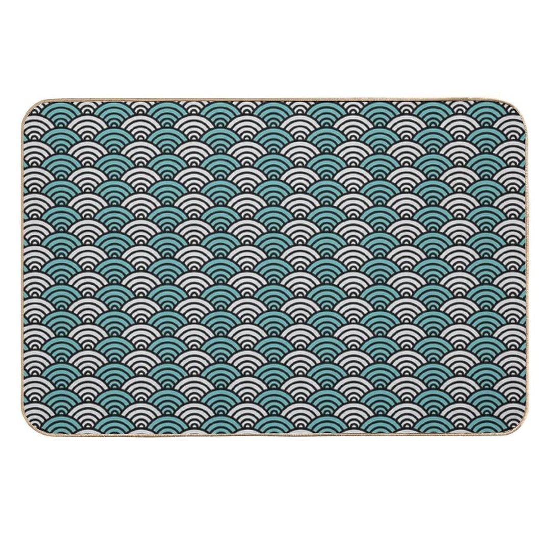 Japanese Ocean Waves Abstract Print  Dirt-Trapping Bath Mat