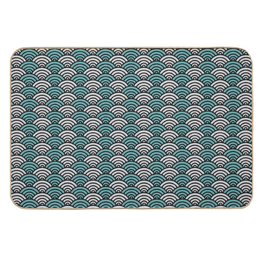Japanese Ocean Waves Abstract Print  Dirt-Trapping Bath Mat