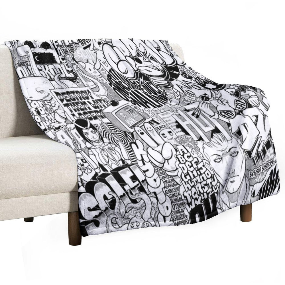 DzyMess No.9 Death & Taxes Sustainable Throw Blanket