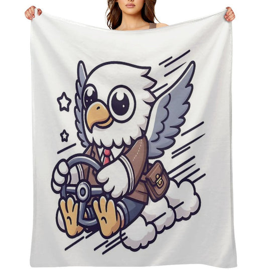 Kawaii Eagle A Steering Wheel Travel-friendly Throw Blanket