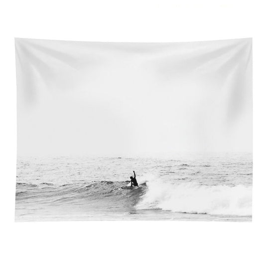 Surfer on Wave in Open Ocean Tapestry