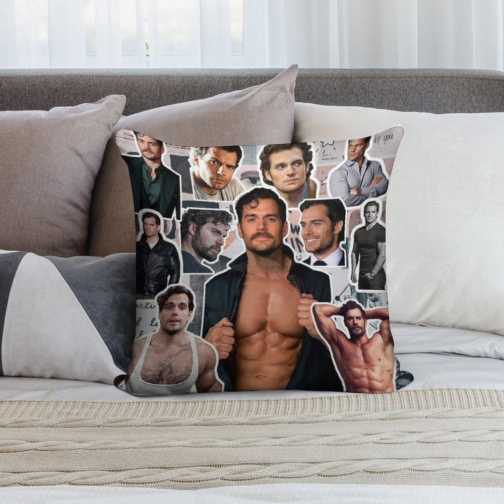 Henry Cavill Photo Collage Soft Multiple Sizes Throw Pillow