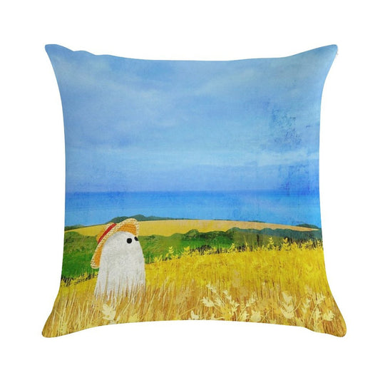 There's A Ghost in The Wheat Field Soft Ultra-Soft Texture Throw Pillow