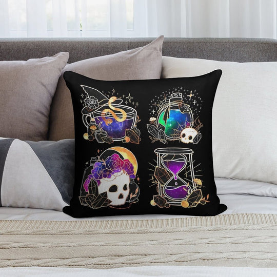 Elegant Gold And Galaxy Halloween Collection Soft Decorative Cover Throw Pillow