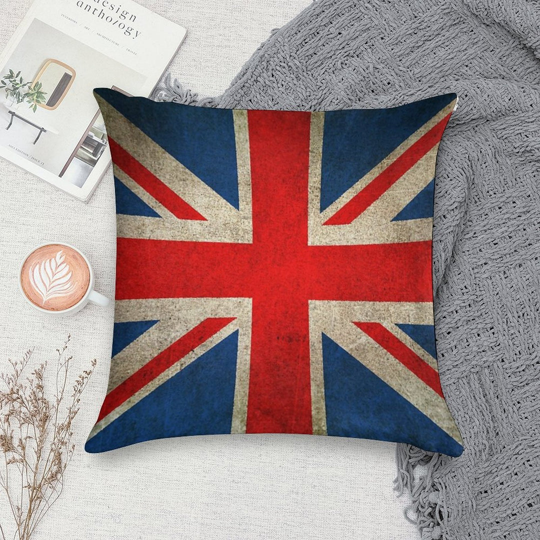 Old And Worn Distressed Vintage Union Jack Flag Soft Luxury Feel Throw Pillow