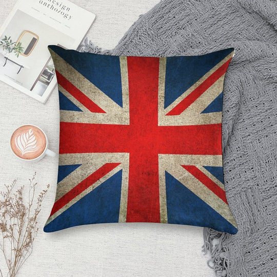 Old And Worn Distressed Vintage Union Jack Flag Soft Luxury Feel Throw Pillow