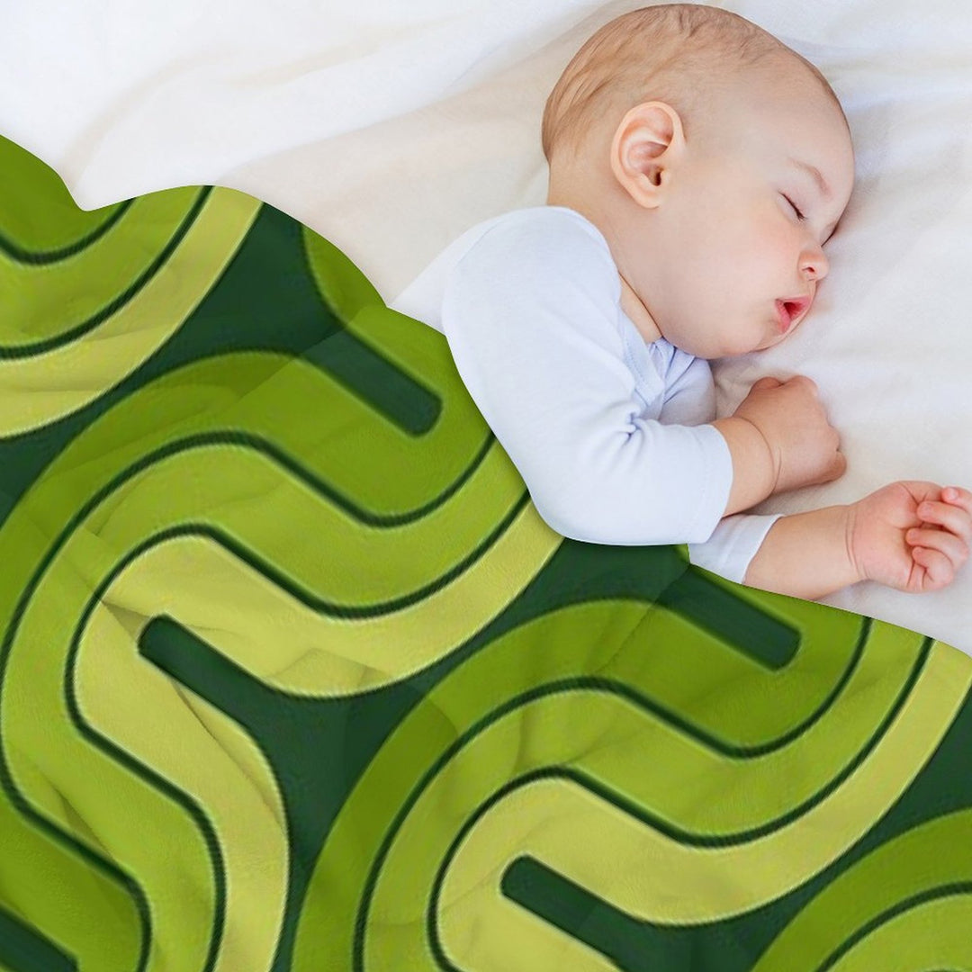 Retro Geometric Gradated Design Avocado Green Compact Throw Blanket