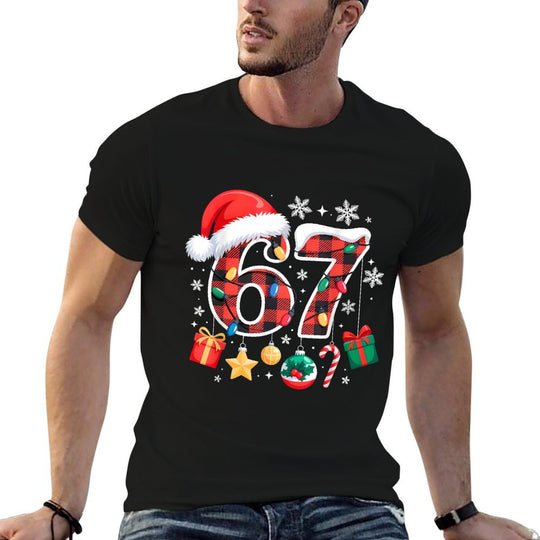 67 Christmas Red Plaid 6 7 Six Seven Boys Christmas Pajamas  Vintage-inspired T-Shirt