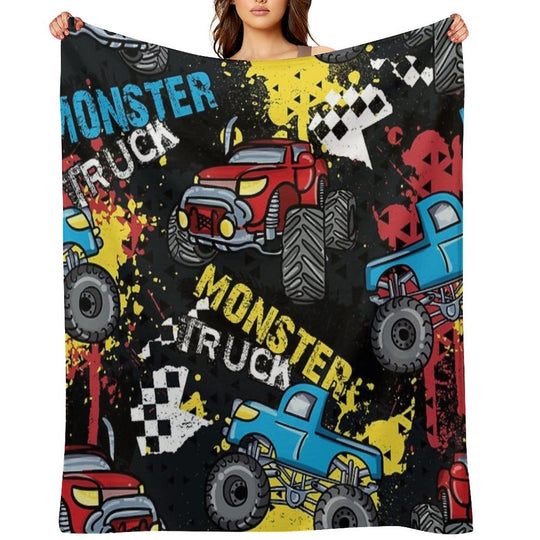 Cool Monster Truck Pattern Versatility Throw Blanket