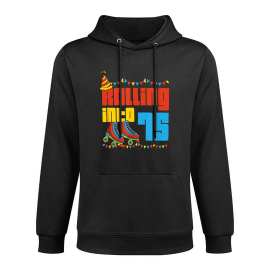 Rolling Into 75 Roller Skate 75th Birthday Party Supplies Shape Retention Hoodie