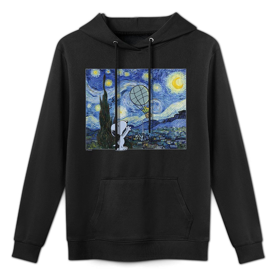 Starry Night Snoopy & Woodstock Balloon Adjustable Hood Hoodie