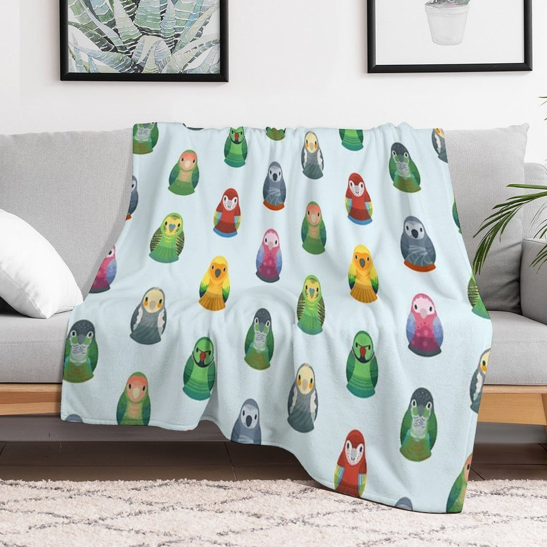 Parrot Nesting Doll Pattern Easy Care Throw Blanket
