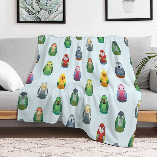 Parrot Nesting Doll Pattern Easy Care Throw Blanket