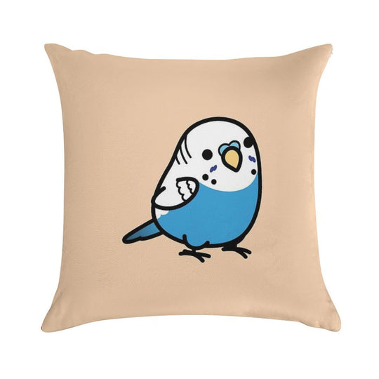 Chubby Blue Budgie - Male Soft Shrink-Resistant Throw Pillow