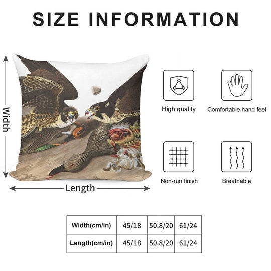 Peregrine Falcon - John James Audubon Soft Home Decor Throw Pillow