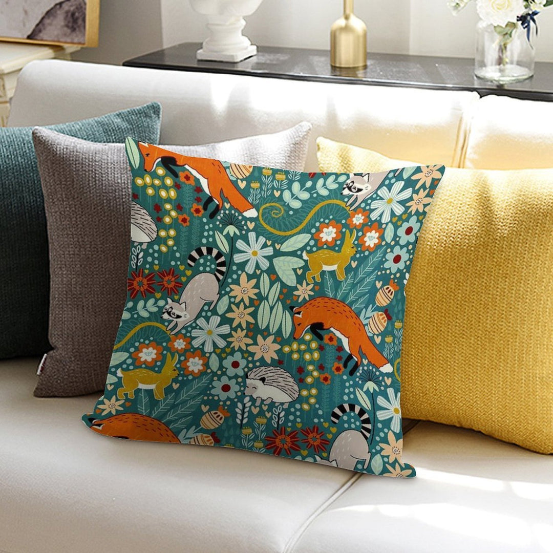 Textured Woodland Pattern Soft Hidden Zipper Throw Pillow