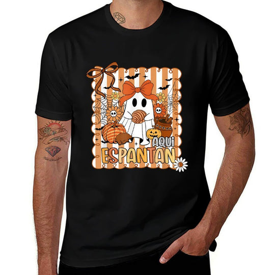 Spanish Halloween Aqui Espantan Mexican Conchas Ghost Women  Polyester Blend T-Shirt