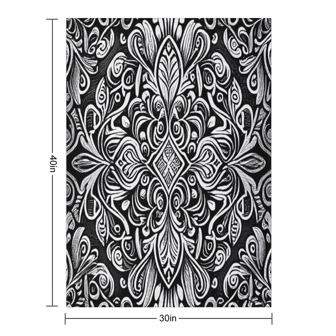 Sketched Traditional Pattern Digital Painting Travel-friendly Throw Blanket