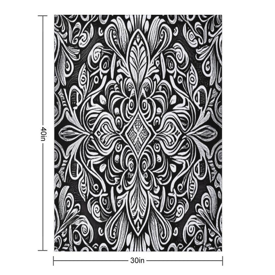 Sketched Traditional Pattern Digital Painting Travel-friendly Throw Blanket
