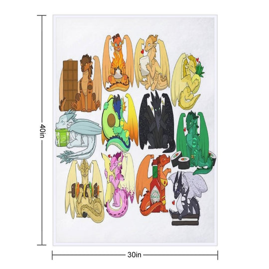 Wings of Fire Chibis with FOOOOD Velvety-soft Throw Blanket