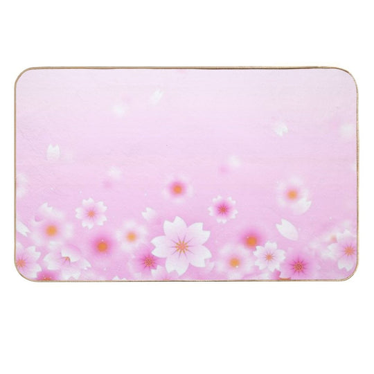 Sakura Flowers in Pink Background Durable Bath Mat