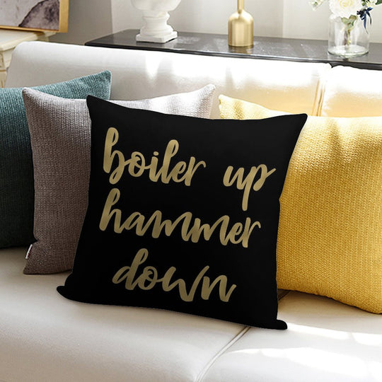 Boiler Up Hammer Down Purdue Gold Foil Soft Anti-Pilling Throw Pillow
