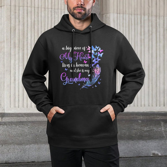 My Grandma Lives In Heaven Memorial Quotes Grandchild Adjustable Hood Hoodie