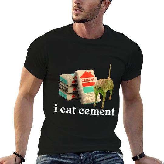 I Eat Cement Cursed Cat Funny Oddly Specific Dank Meme  Moisture-wicking T-Shirt