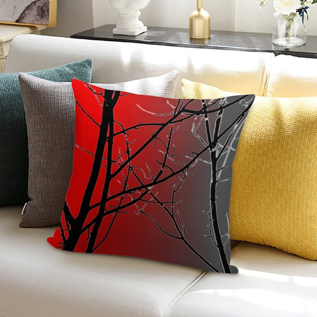 Red And Gray Soft Shrink-Resistant Throw Pillow