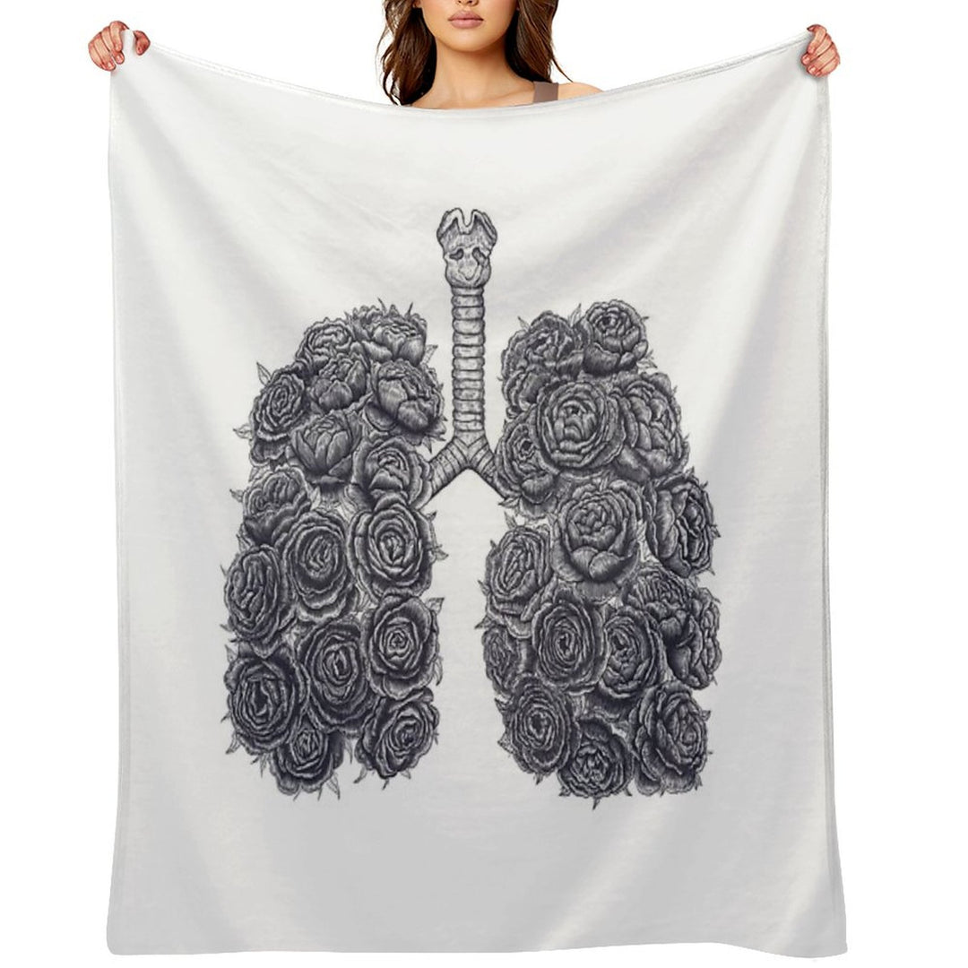Lungs with Peonies Plush Throw Blanket