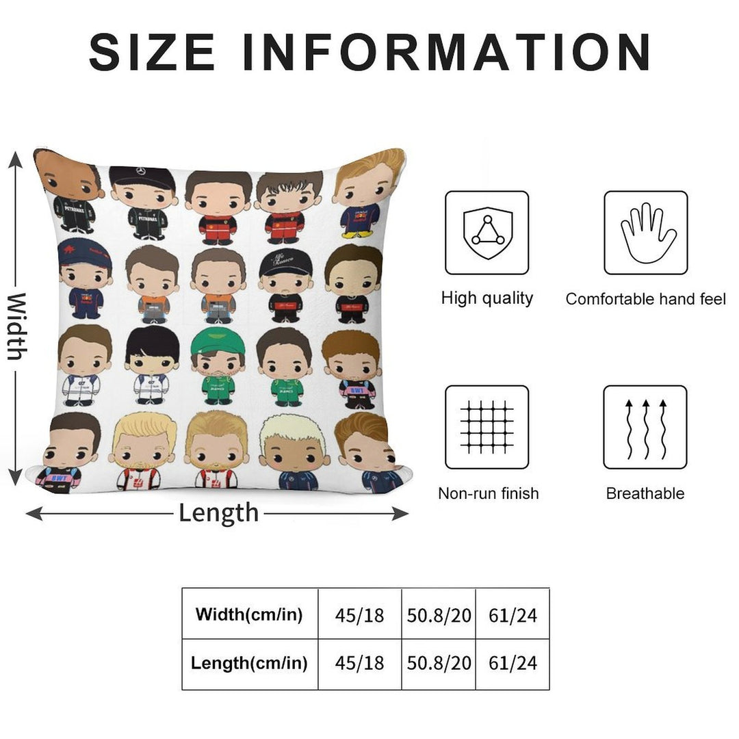 Cute F1 2023 Class Soft Skin-Friendly Throw Pillow