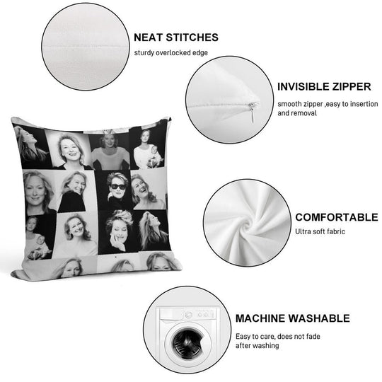 Meryl Streep Soft Easy Maintenance Throw Pillow